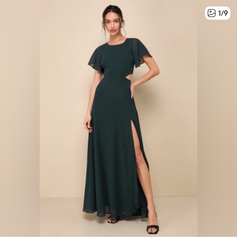 Lulu's Garden Bliss emerald cut out dress size S